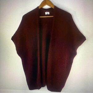 ARITZIA COMMUNITY Oversize Boxy Maroon Boho Open Cape Cardigan Sweater Size XXS